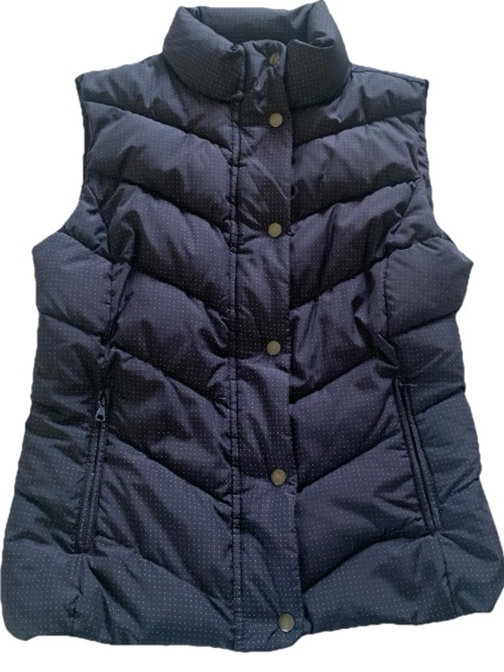 Gap Puffer Vest Navy Blue Polka Dot Women’s XS Fleece Pockets Full Zip Outdoor